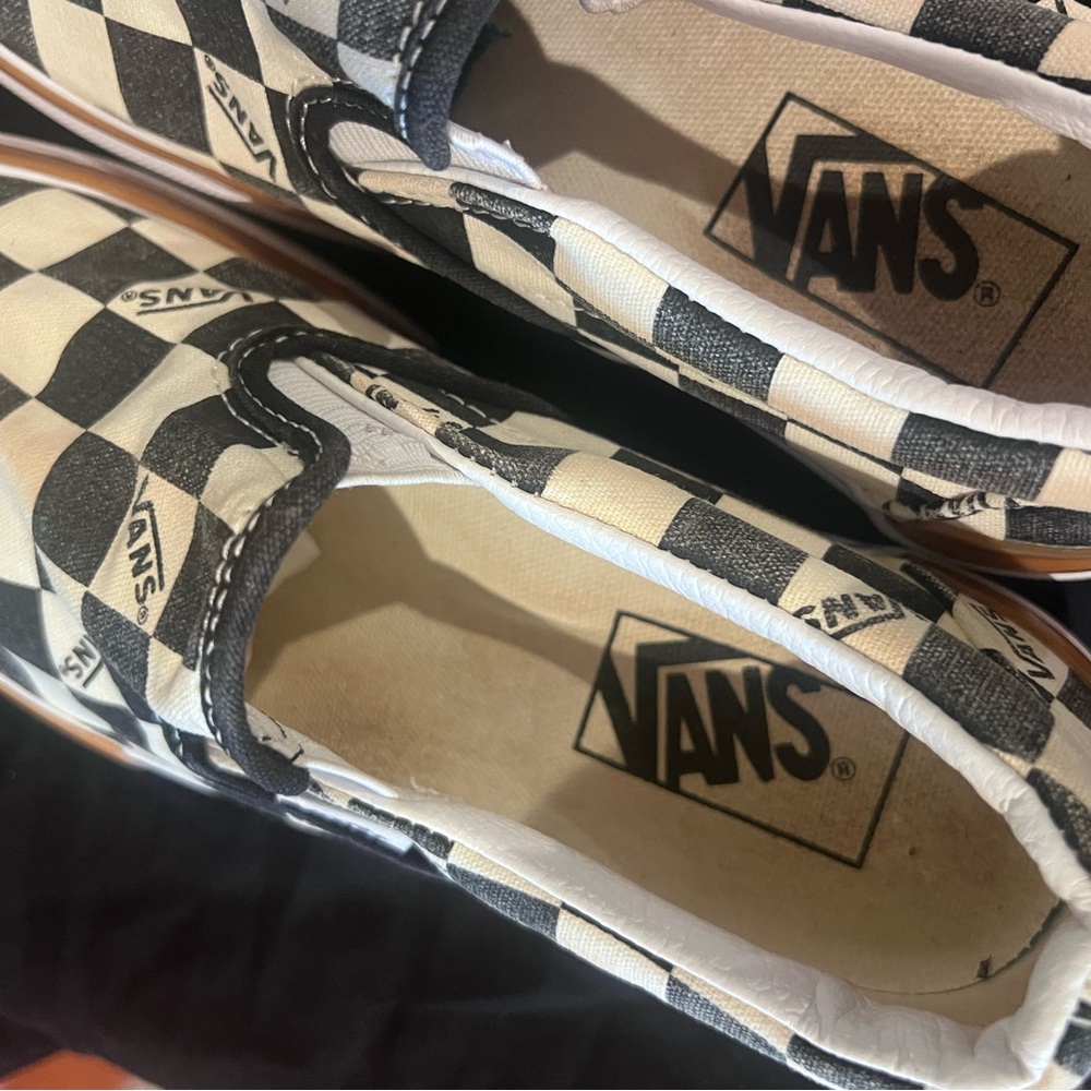 Vans Black and White Checkered Platform Slip Ons - Picture 7 of 8
